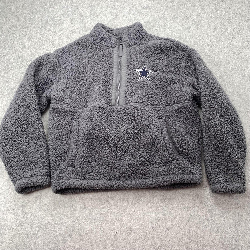NFL Dallas Cowboys Sherpa Fleece Pullover Womens Medium Gray Quarter Zip